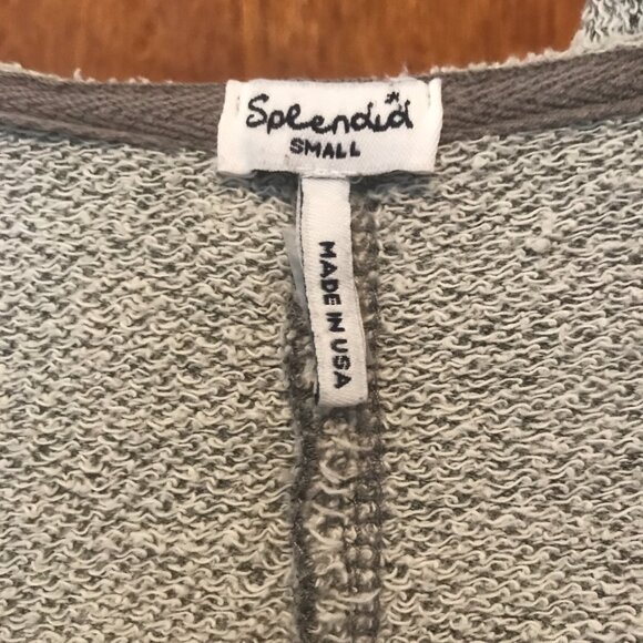 Splendid Heather Gray Open Front Waterfall Lightweight Hoodie Cardigan Size S - Picture 2 of 7